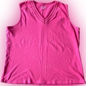 ❤️‍🔥5/20$ ALLISON DALEY💫 Women’s Pink Detailed V-Neck Sleeve-less Casual Tank